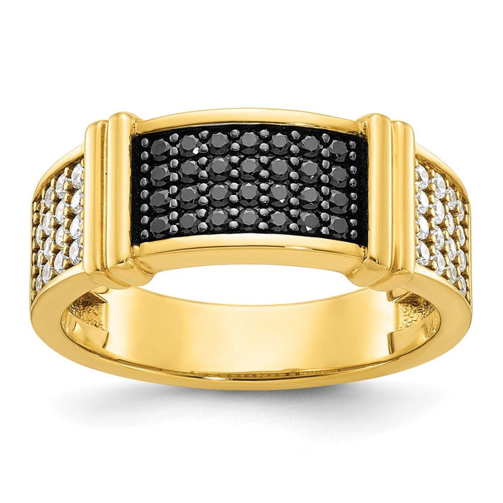 14k Yellow Gold IB Goodman Black and White Diamond Men's Ring