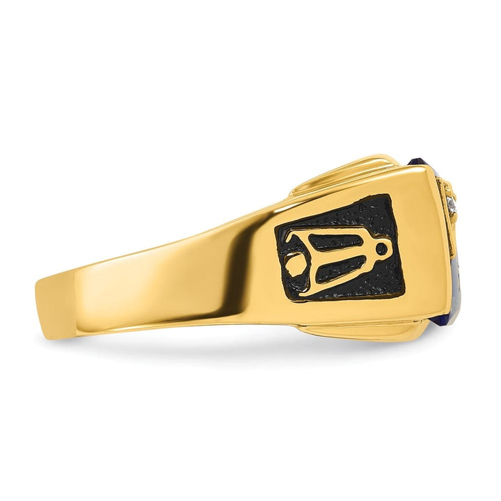 14k Yellow Gold IB Goodman Black Enameled Men's Masonic Ring
