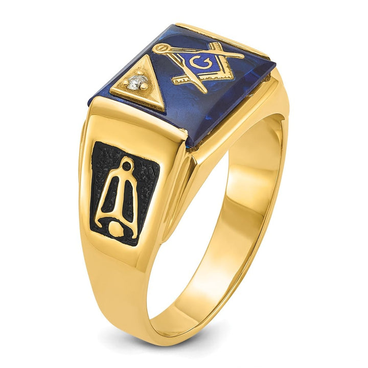 14k Yellow Gold IB Goodman Black Enameled Men's Masonic Ring