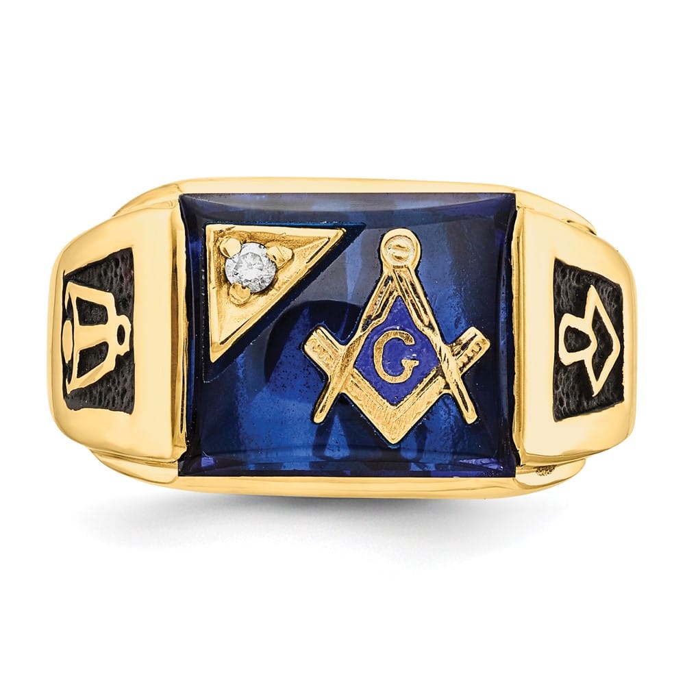 14k Yellow Gold IB Goodman Black Enameled Men's Masonic Ring