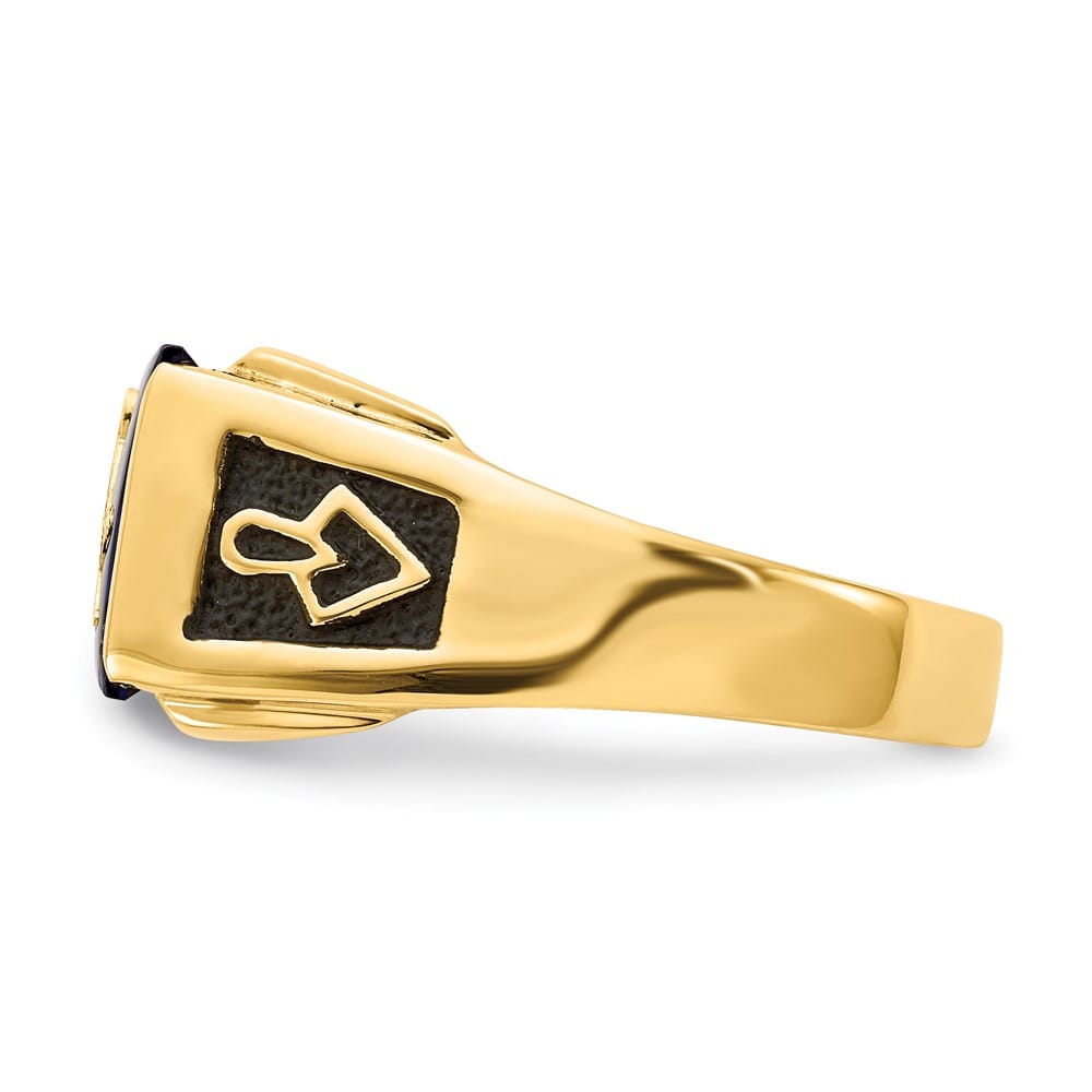 14k Yellow Gold IB Goodman Black Enameled Men's Masonic Ring