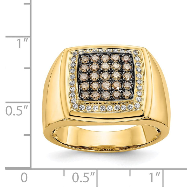 14k Yellow Gold IB Goodman Champagne and White Diamond Men's Ring