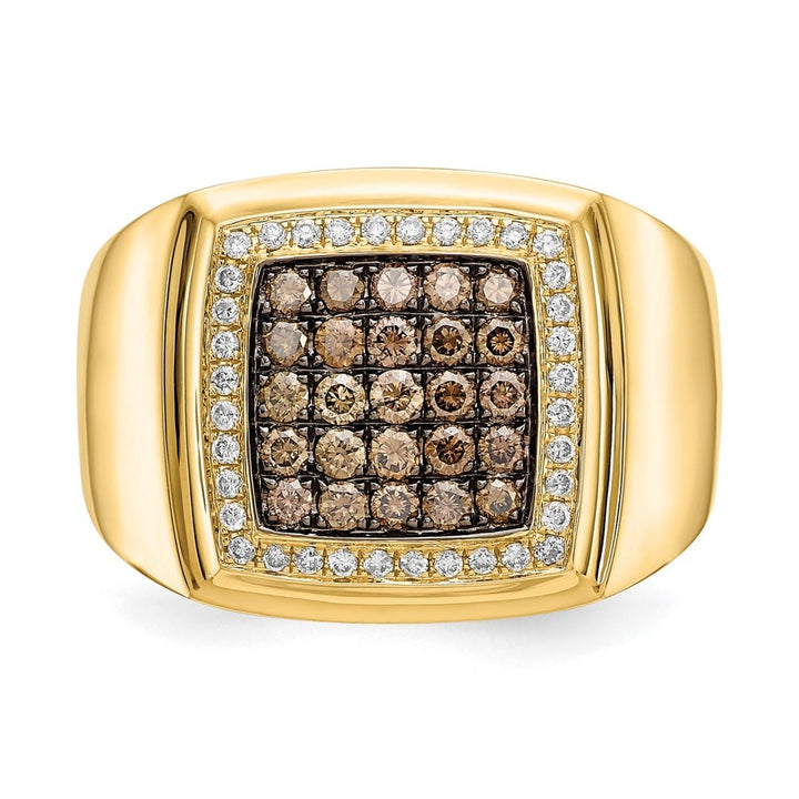 14k Yellow Gold IB Goodman Champagne and White Diamond Men's Ring