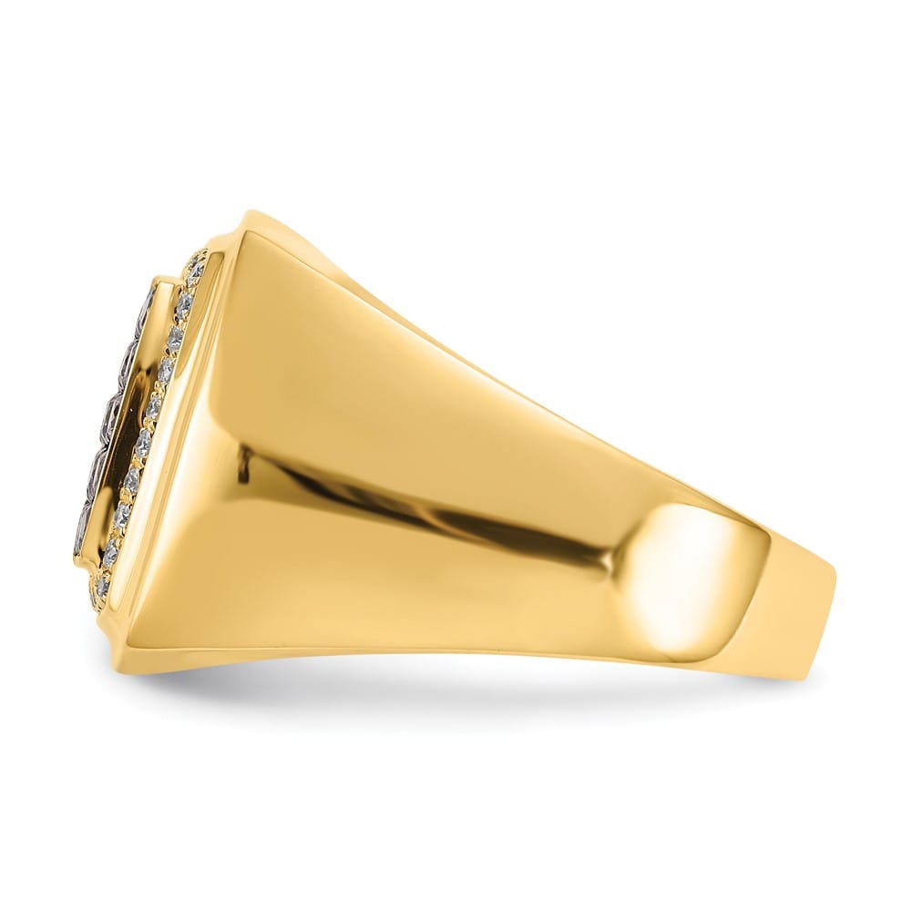 14k Yellow Gold IB Goodman Champagne and White Diamond Men's Ring