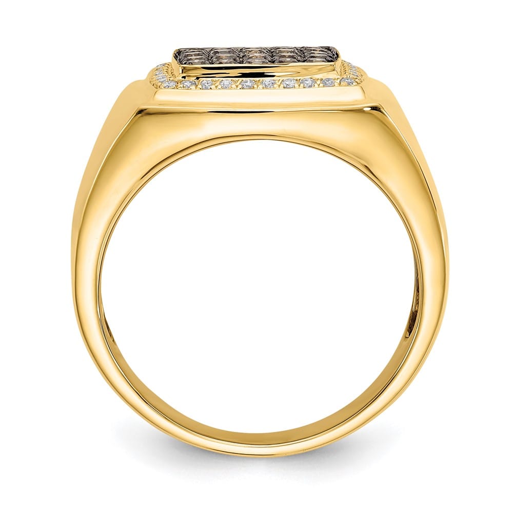 14k Yellow Gold IB Goodman Champagne and White Diamond Men's Ring