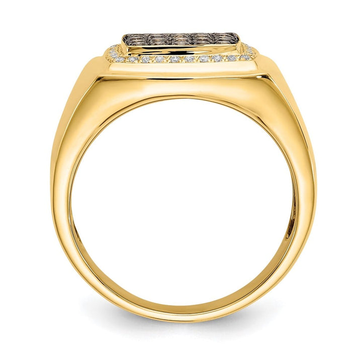 14k Yellow Gold IB Goodman Champagne and White Diamond Men's Ring