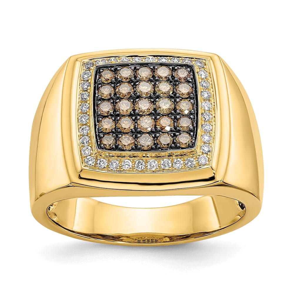 14k Yellow Gold IB Goodman Champagne and White Diamond Men's Ring