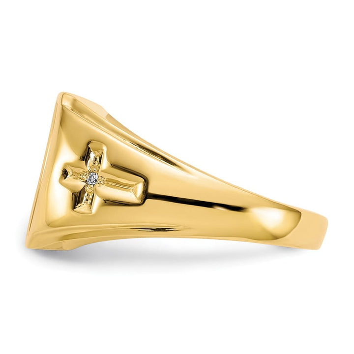 14k Yellow Gold IB Goodman Cushion Onyx and .01 Carat Men's Ring