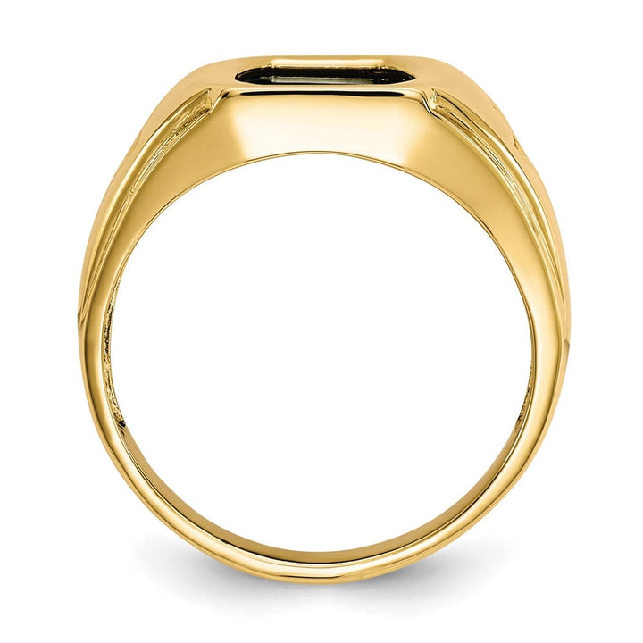 14k Yellow Gold IB Goodman Cushion Onyx and .01 Carat Men's Ring