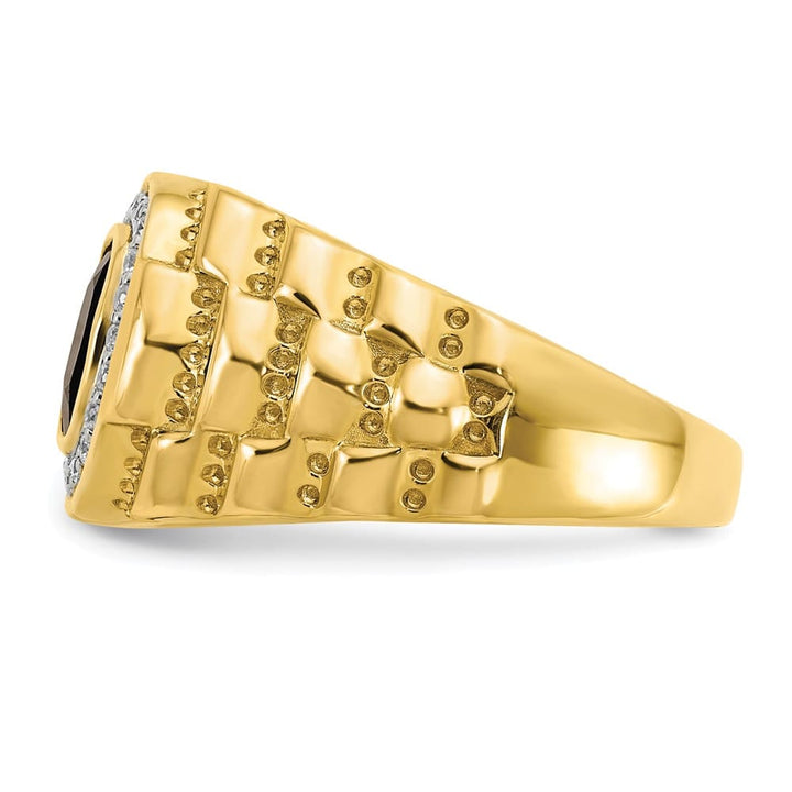 14k Yellow Gold IB Goodman Cushion Onyx and Diamond Halo Men's Ring Stock Size 10 Ring Are Refundable