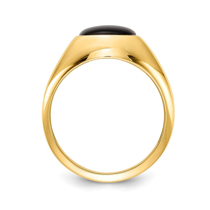 14k Yellow Gold IB Goodman Cushion Onyx Diamond Men's Ring