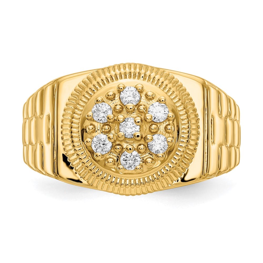 14k Yellow Gold IB Goodman Diamond Circular Top Men's Ring