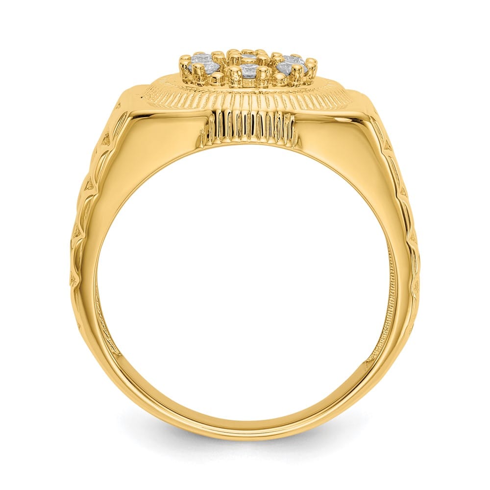 14k Yellow Gold IB Goodman Diamond Circular Top Men's Ring