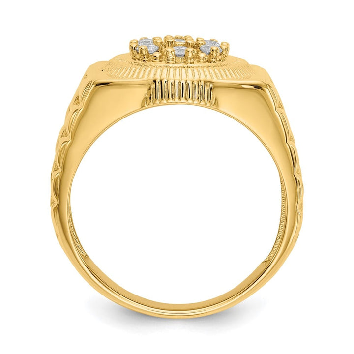 14k Yellow Gold IB Goodman Diamond Circular Top Men's Ring