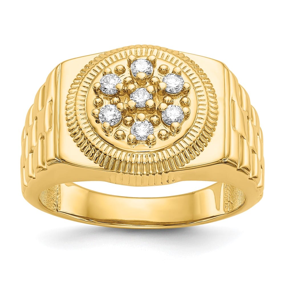 14k Yellow Gold IB Goodman Diamond Circular Top Men's Ring