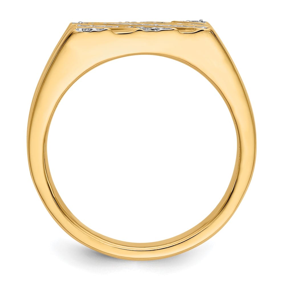 14k Yellow Gold IB Goodman Diamond Diagonal Stripe Men's Ring