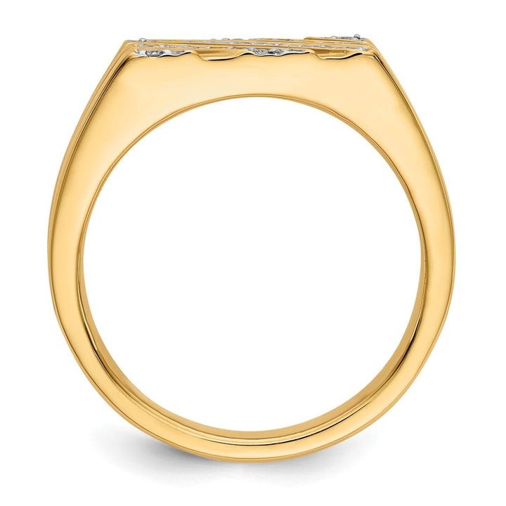 14k Yellow Gold IB Goodman Diamond Diagonal Stripe Men's Ring