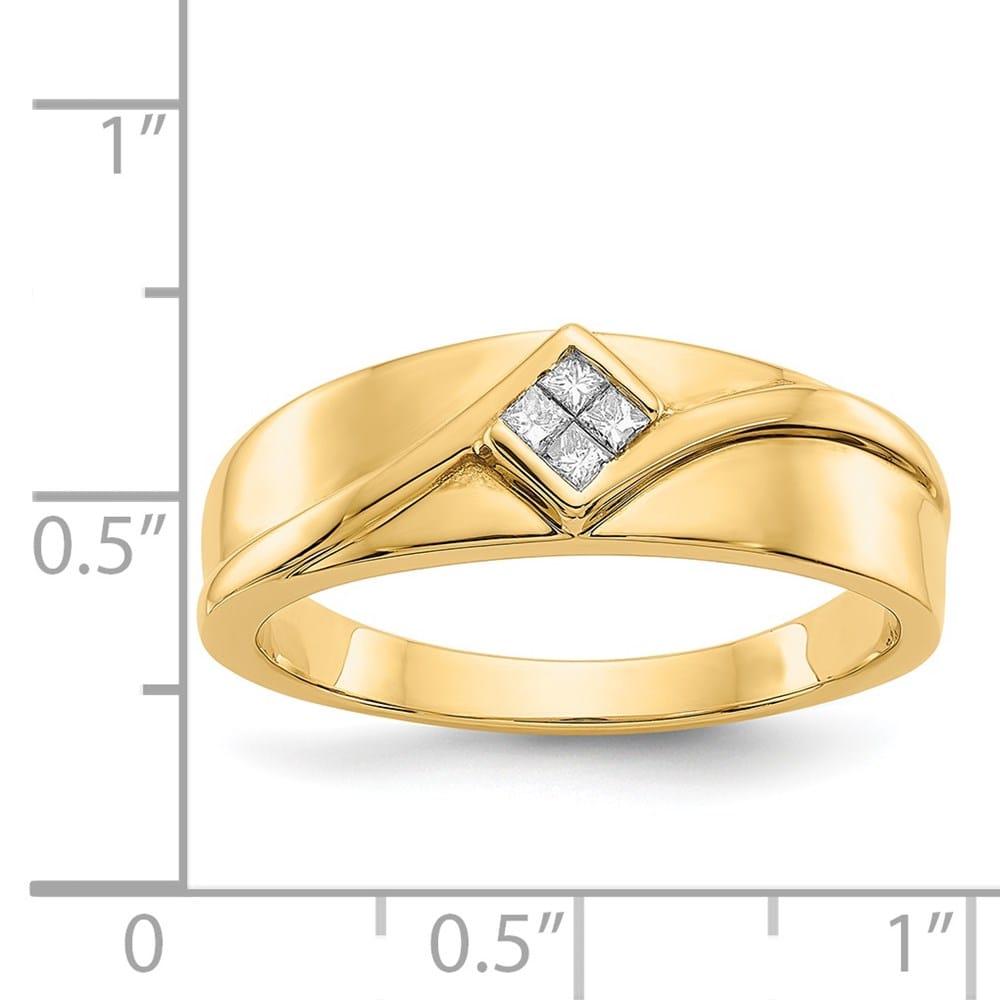 14k Yellow Gold IB Goodman Diamond Square Cluster Men's Ring