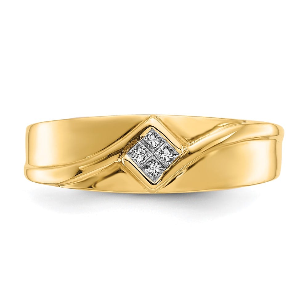 14k Yellow Gold IB Goodman Diamond Square Cluster Men's Ring