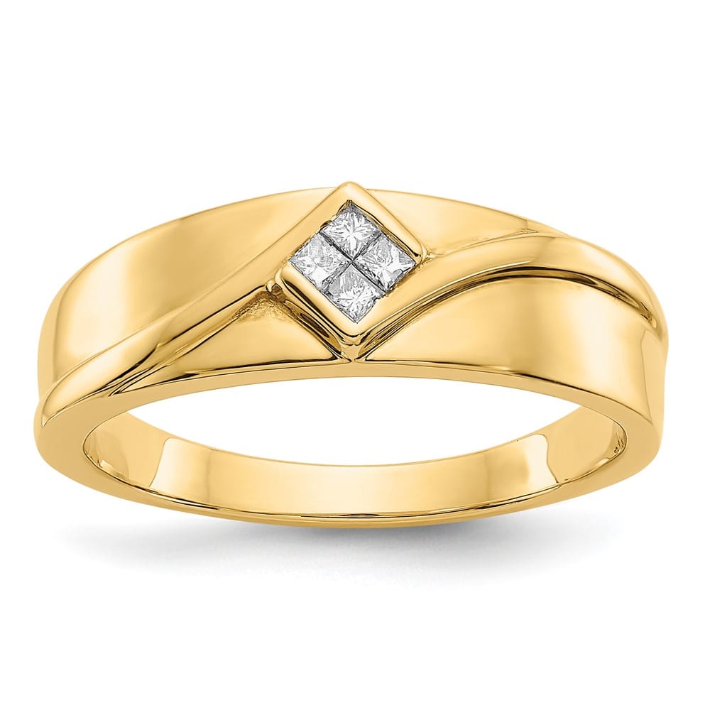 14k Yellow Gold IB Goodman Diamond Square Cluster Men's Ring