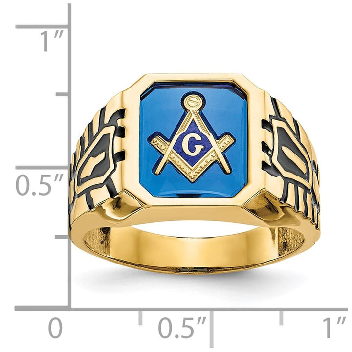 14k Yellow Gold IB Goodman Grooved Men's Masonic Ring