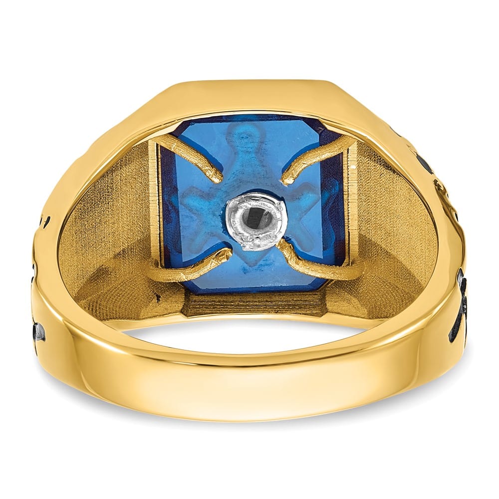14k Yellow Gold IB Goodman Grooved Men's Masonic Ring