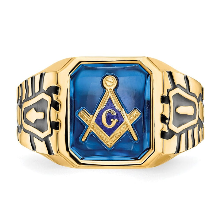 14k Yellow Gold IB Goodman Grooved Men's Masonic Ring