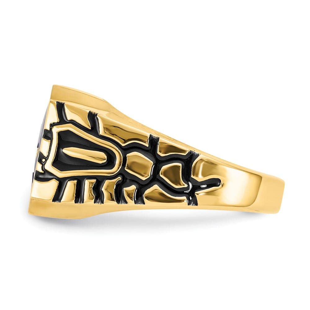 14k Yellow Gold IB Goodman Grooved Men's Masonic Ring