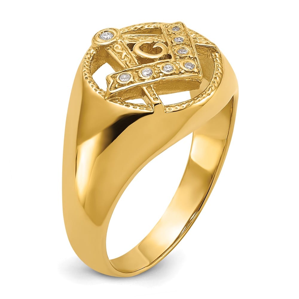 14k Yellow Gold IB Goodman I1 Quality Diamond Masonic Men's Ring