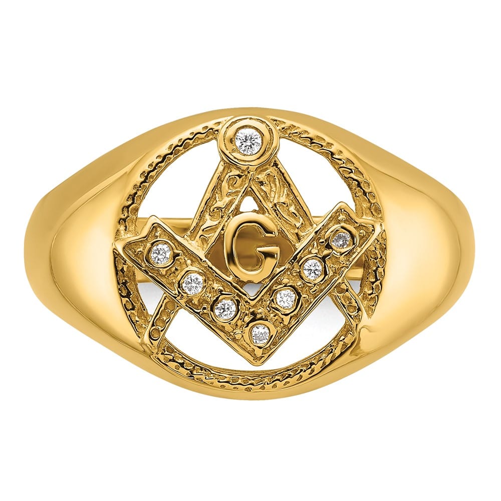 14k Yellow Gold IB Goodman I1 Quality Diamond Masonic Men's Ring