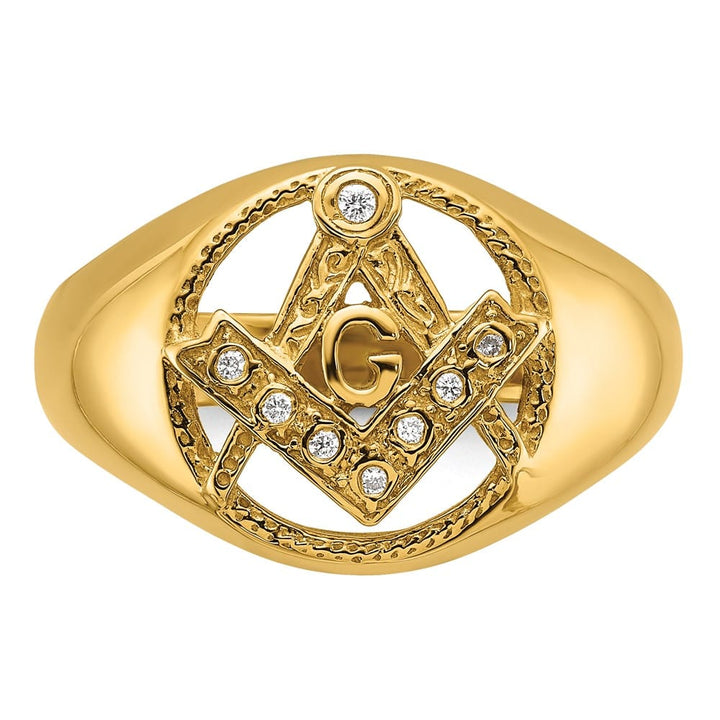 14k Yellow Gold IB Goodman I1 Quality Diamond Masonic Men's Ring