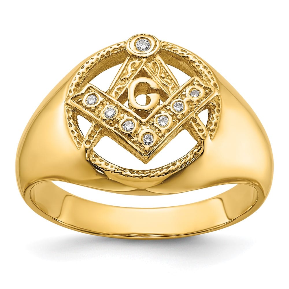 14k Yellow Gold IB Goodman I1 Quality Diamond Masonic Men's Ring