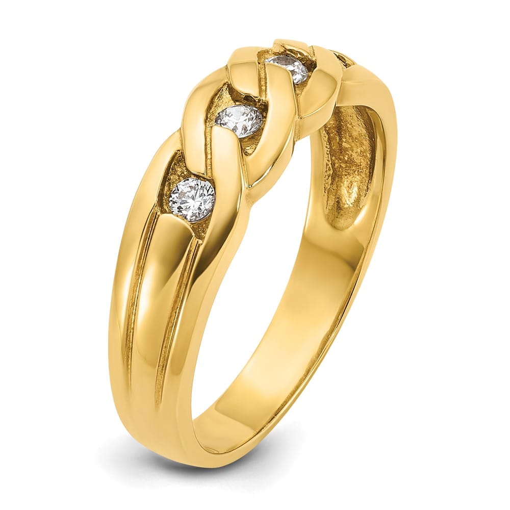 14k Yellow Gold IB Goodman Link Design 1/4 Carat Diamond Men's Ring