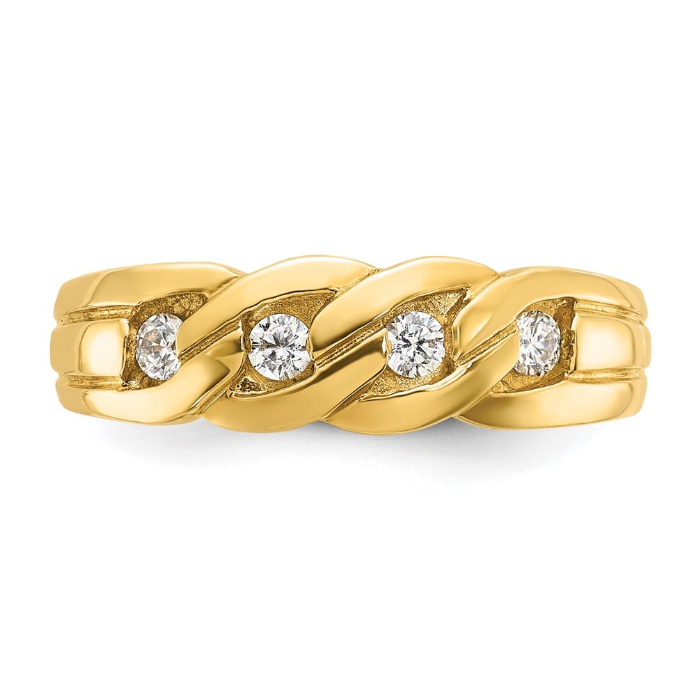 14k Yellow Gold IB Goodman Link Design 1/4 Carat Diamond Men's Ring