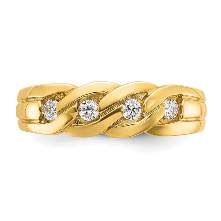 14k Yellow Gold IB Goodman Link Design 1/4 Carat Diamond Men's Ring