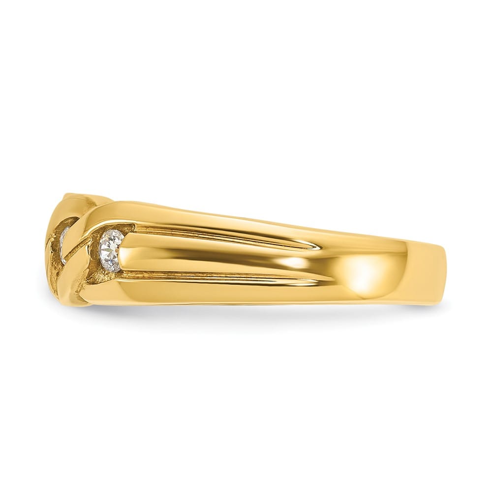14k Yellow Gold IB Goodman Link Design 1/4 Carat Diamond Men's Ring
