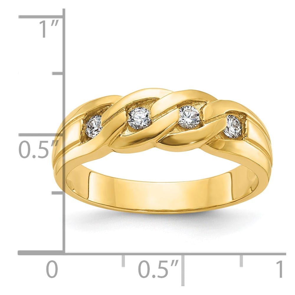 14k Yellow Gold IB Goodman Link Design 1/4 Carat Diamond Men's Ring