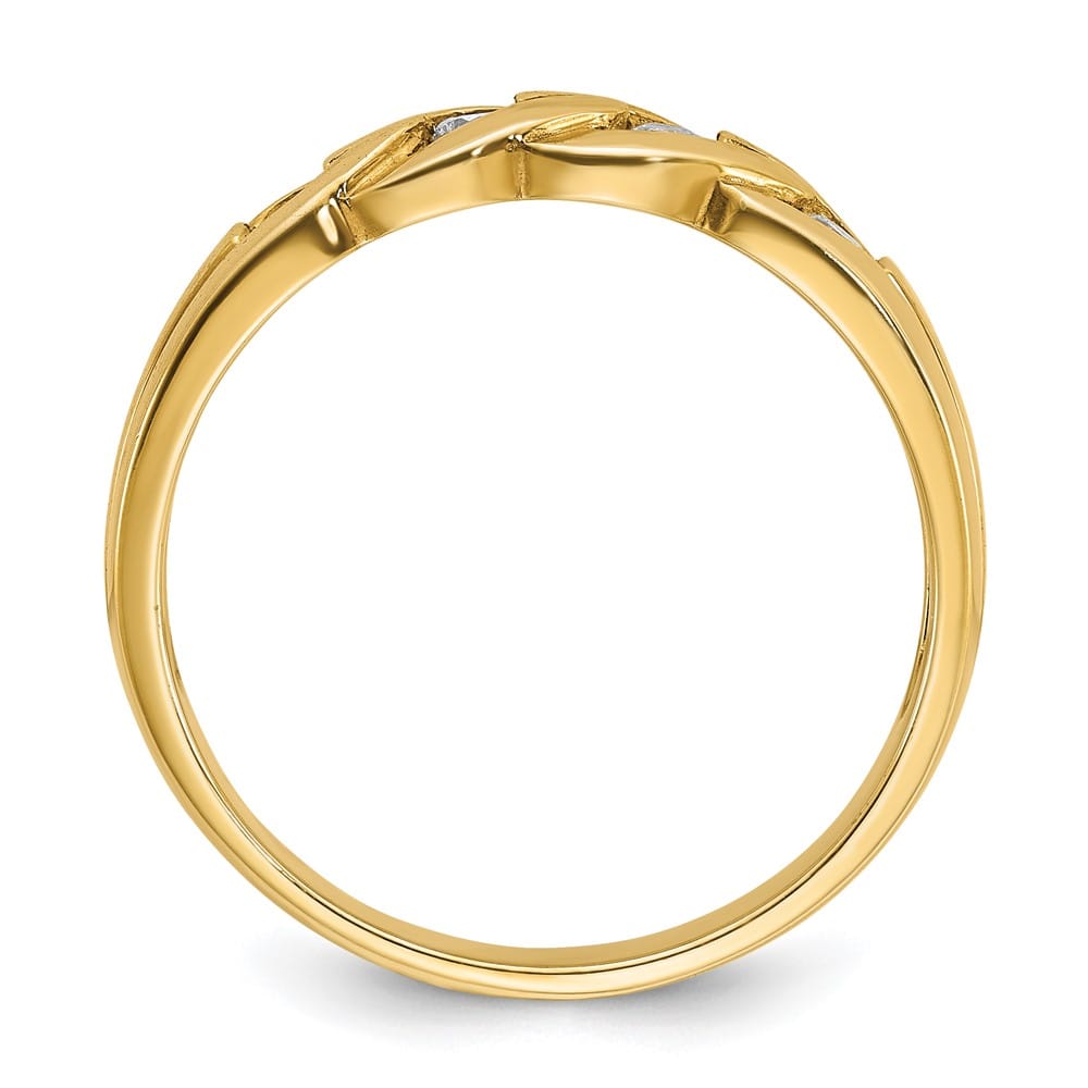 14k Yellow Gold IB Goodman Link Design 1/4 Carat Diamond Men's Ring