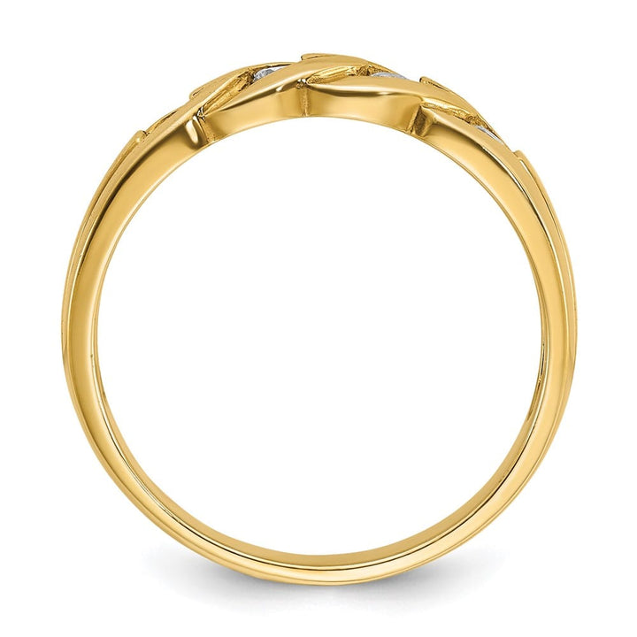 14k Yellow Gold IB Goodman Link Design 1/4 Carat Diamond Men's Ring