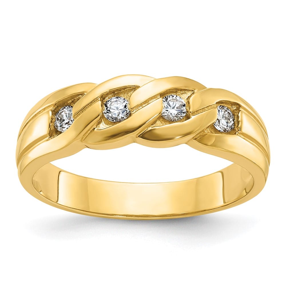 14k Yellow Gold IB Goodman Link Design 1/4 Carat Diamond Men's Ring