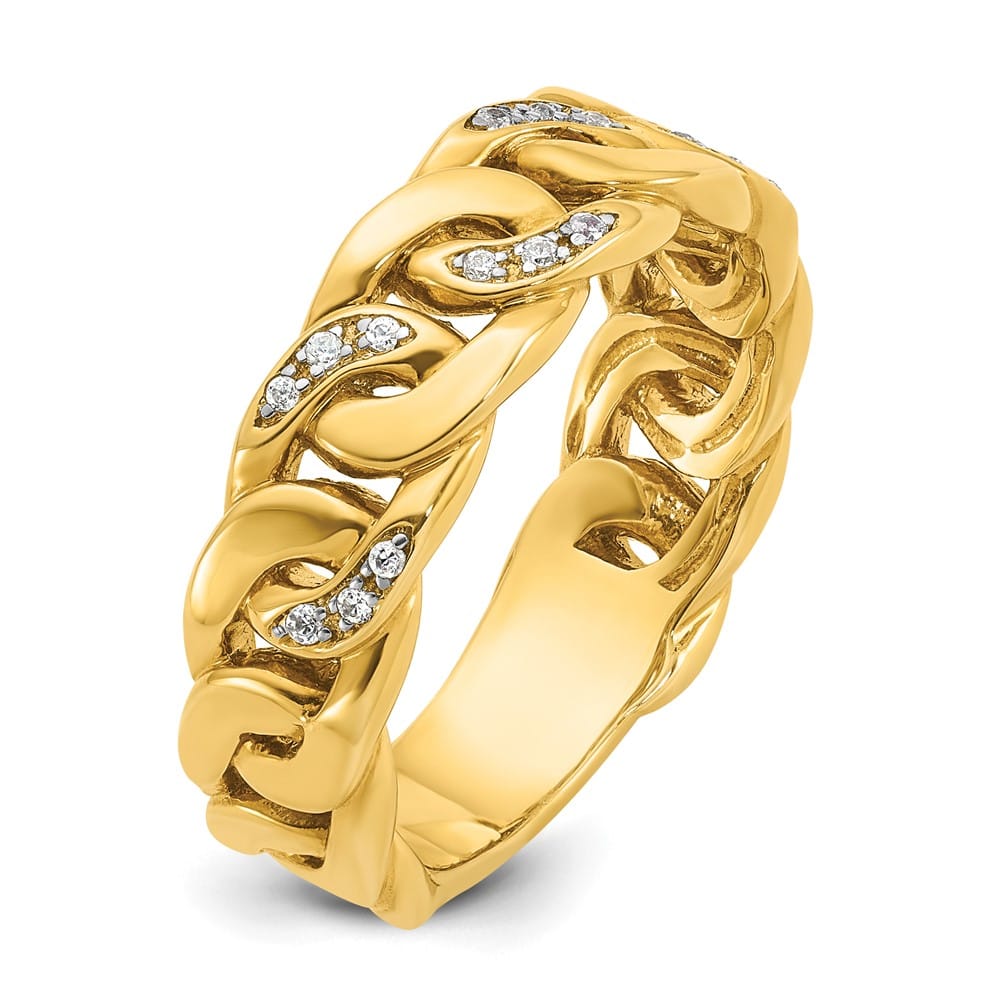 14k Yellow Gold IB Goodman Link Design 1/8 Carat Diamond Men's Ring
