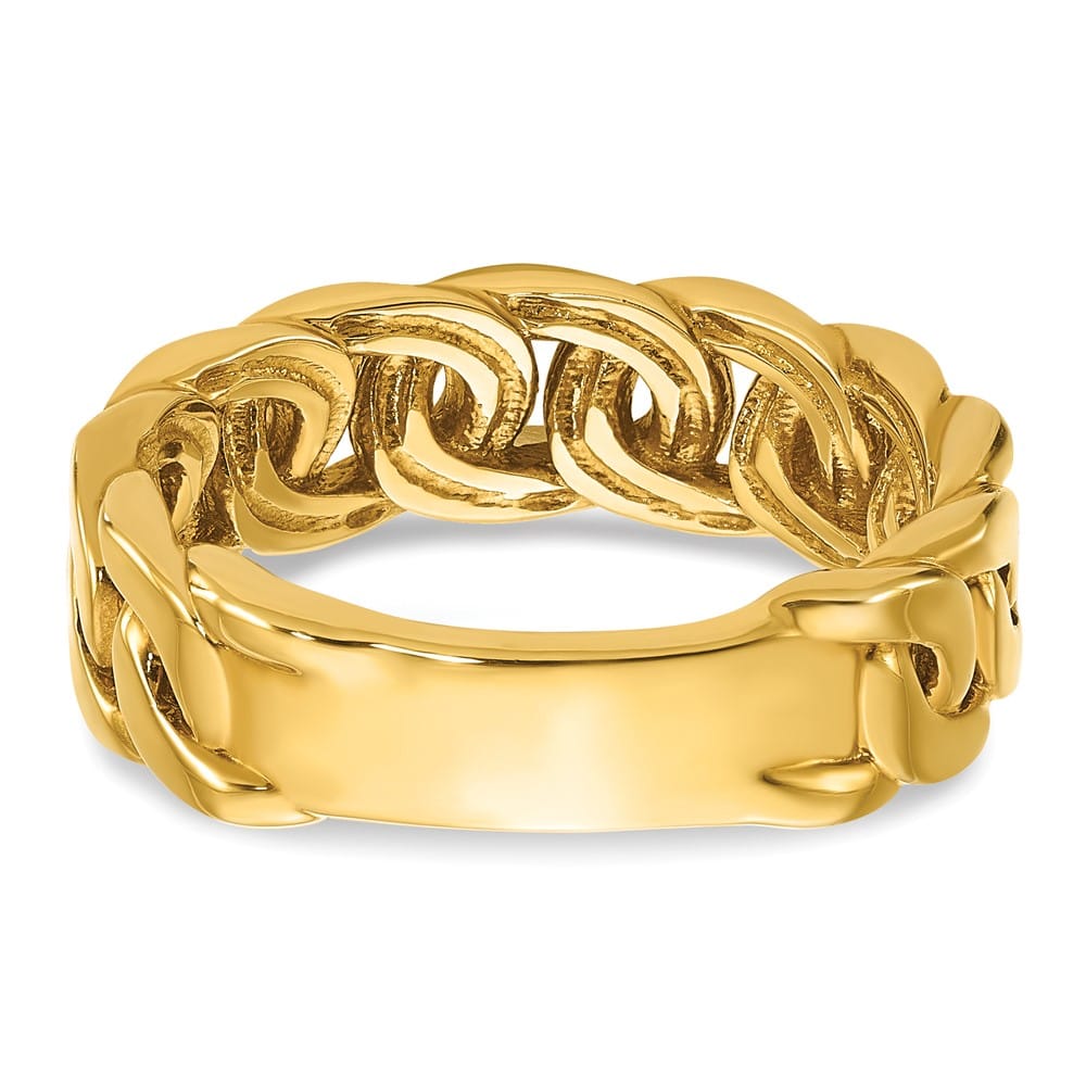 14k Yellow Gold IB Goodman Link Design 1/8 Carat Diamond Men's Ring