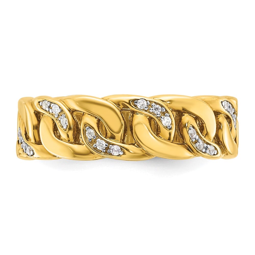 14k Yellow Gold IB Goodman Link Design 1/8 Carat Diamond Men's Ring