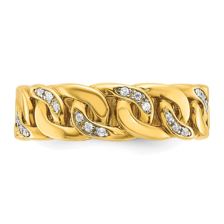 14k Yellow Gold IB Goodman Link Design 1/8 Carat Diamond Men's Ring