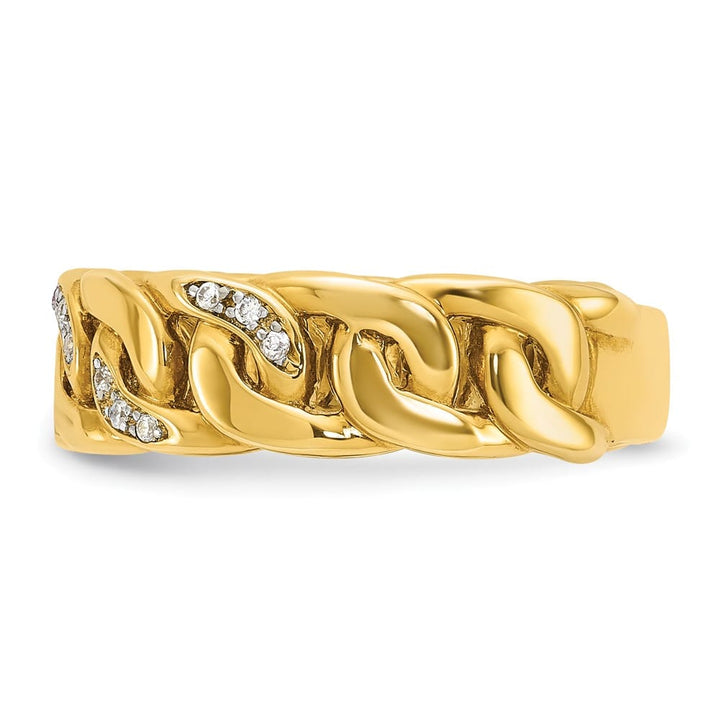 14k Yellow Gold IB Goodman Link Design 1/8 Carat Diamond Men's Ring