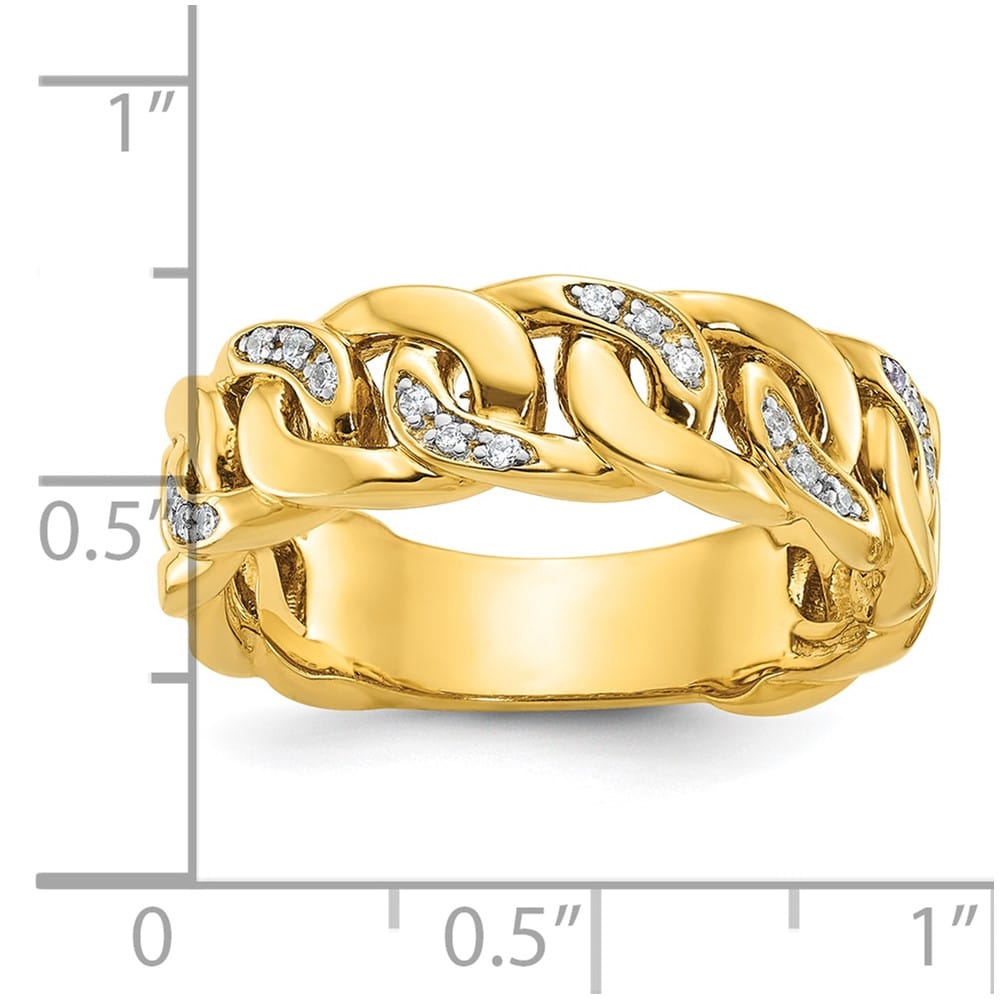 14k Yellow Gold IB Goodman Link Design 1/8 Carat Diamond Men's Ring
