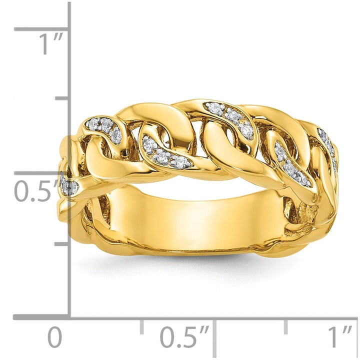14k Yellow Gold IB Goodman Link Design 1/8 Carat Diamond Men's Ring