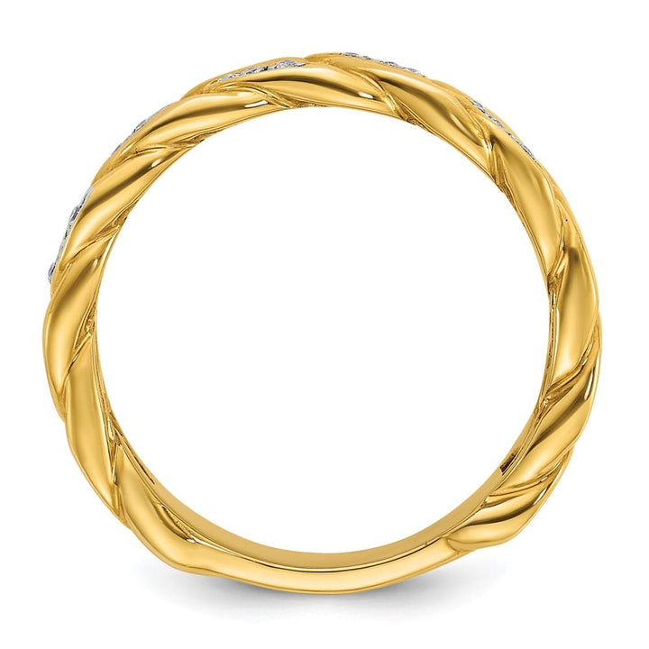 14k Yellow Gold IB Goodman Link Design 1/8 Carat Diamond Men's Ring