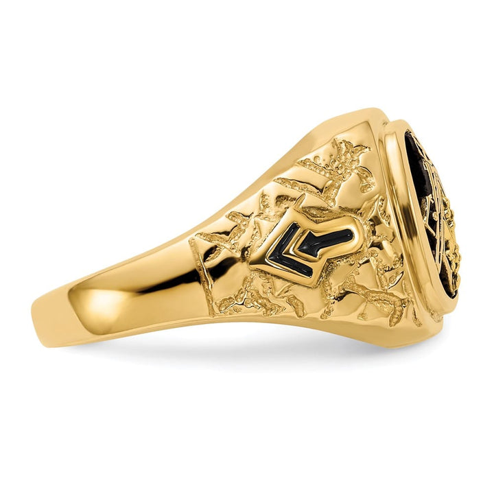 14k Yellow Gold IB Goodman Nugget Texture SI2/SI3 Quality Masonic Ring