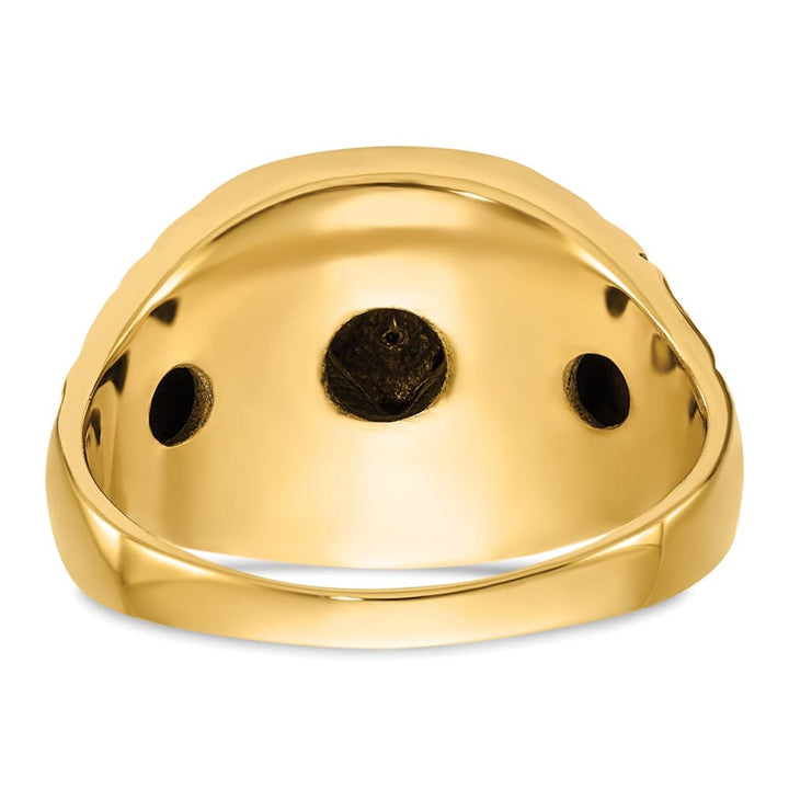 14k Yellow Gold IB Goodman Nugget Texture SI2/SI3 Quality Masonic Ring